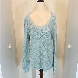 LOFT Soft Blue Scoop Neck Sweater